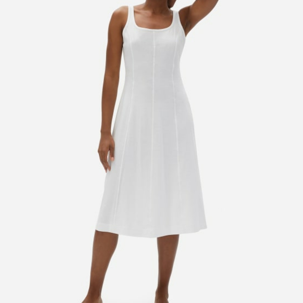 NWT EVERLANE WHITE SLEEVELESS MIDI DRESS SZ M
